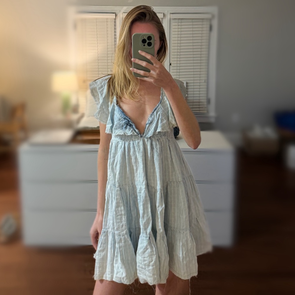 Light Blue Free People Ruffled Dress